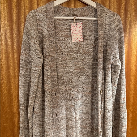 Free Peoplele long duster cardigann linen blend M - Picture 2 of 12